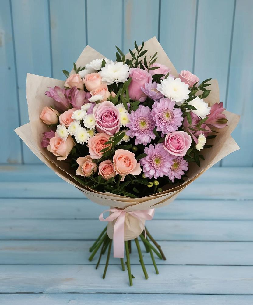 Букет цветов из: Хризантемы, Розы и Альстромерии в Запорожской