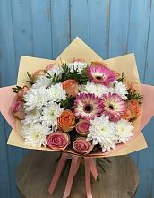 Букет цветов из:  Розы, Герберы и Хризантемы в Запорожской
