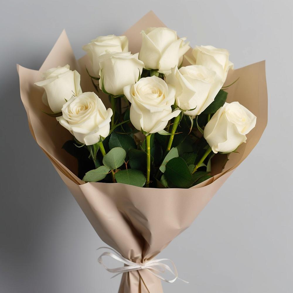 Букет 9 Белых роз Эдлесс Лав в Запорожской