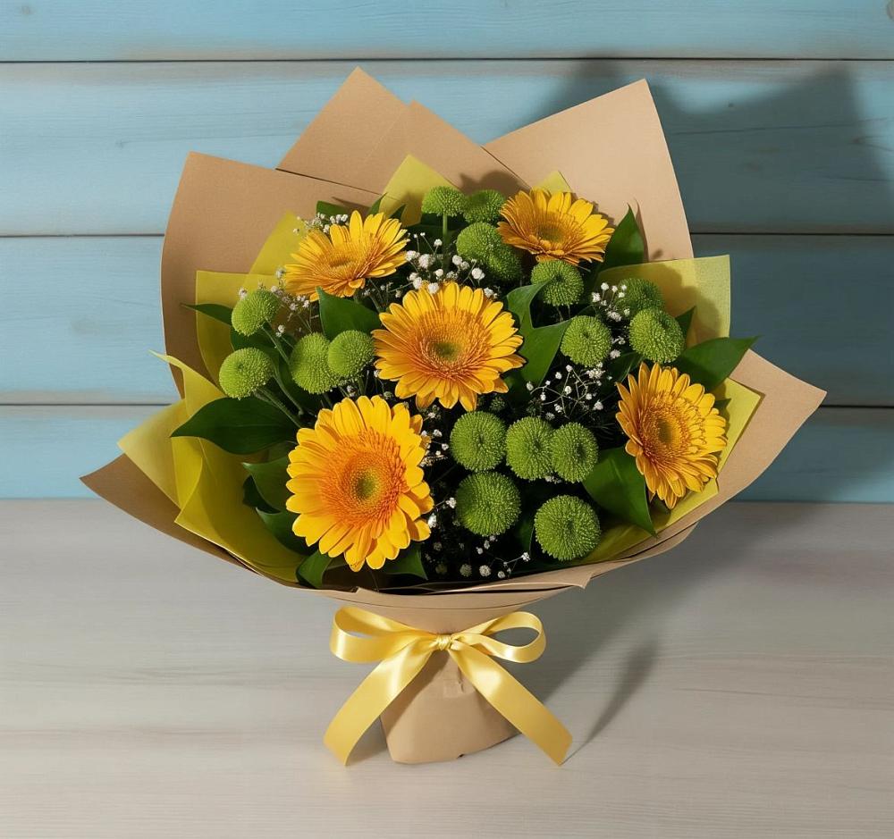 Букет цветов из: Герберы и Хризантемы в Запорожской
