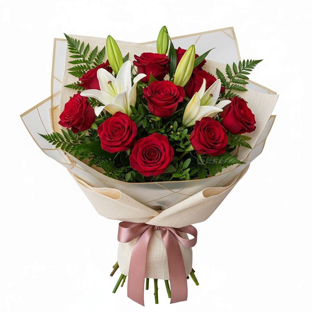 Букет цветов из: Лилии и Розы в Запорожской