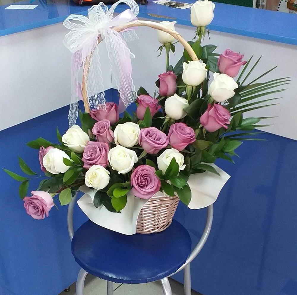 Цветочная композиция из Розы в корзине в Запорожской