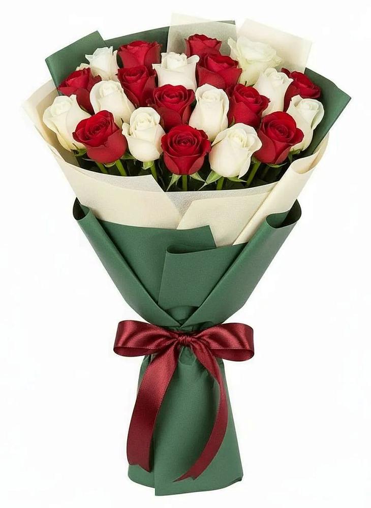 Букет Микс из красных и белых роз в Запорожской