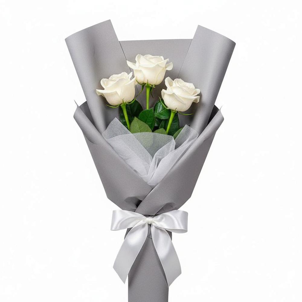 Букет 3 белые розы в Запорожской