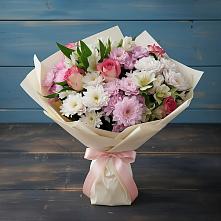 Букет цветов из:  Хризантемы, Альстромерии и Розы в Запорожской