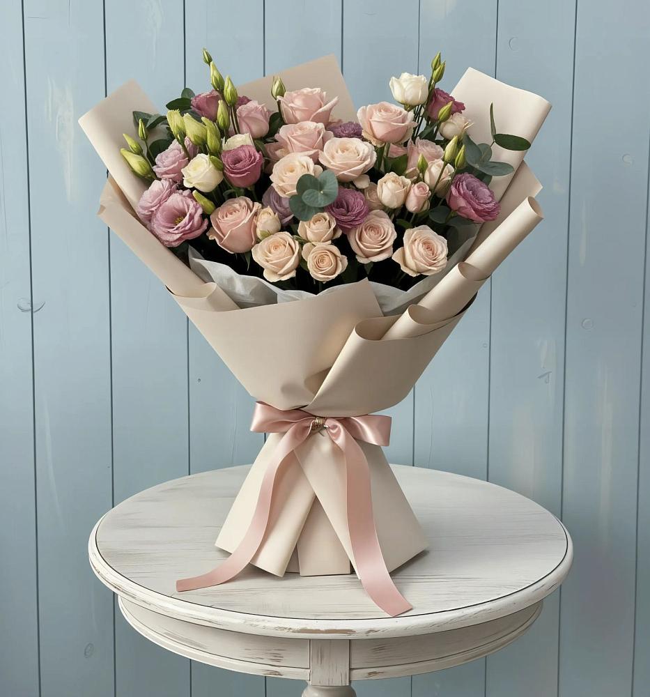 Букет цветов из: Розы и Лизиантусы в Запорожской