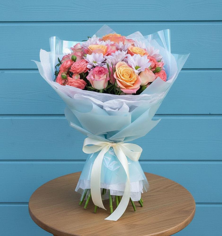 Букет цветов из: Хризантемы и Розы в Запорожской