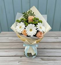 Букет цветов из:  Герберы, Розы и Хризантемы в Запорожской
