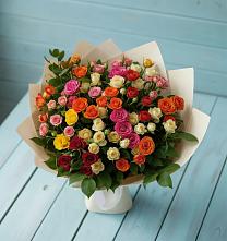 Букет Микс из разноцветных кустовых роз в Запорожской